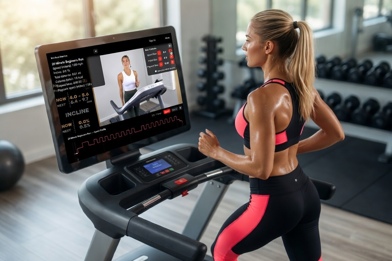 YouTread synchronized workout player showing app controls